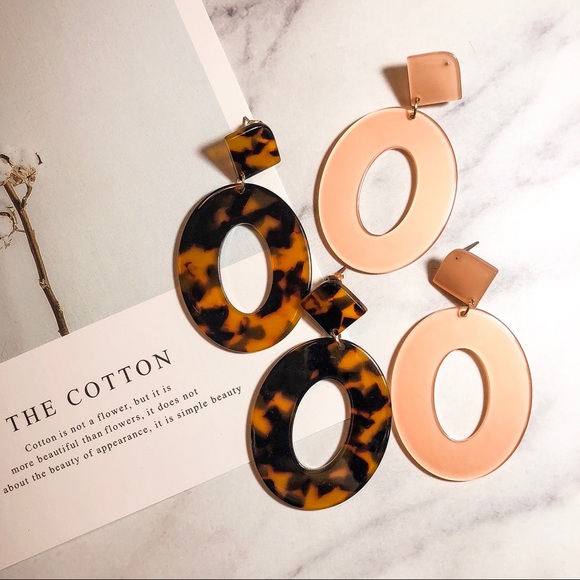 Free People Style Pink Oval Drop Earrings - Picture 4 of 4